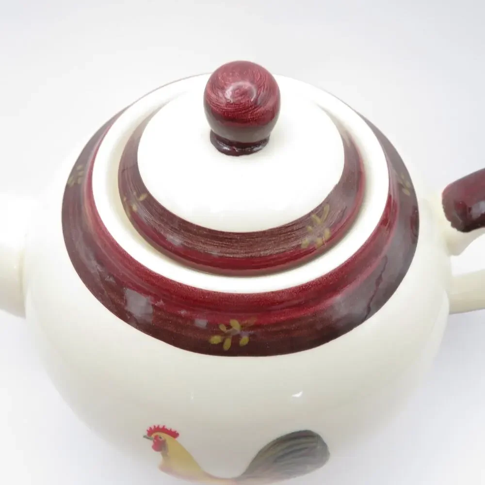 Creative Tops Old Farm House Rooster Chicken Ceramic Teapot Country Kitchen Lid